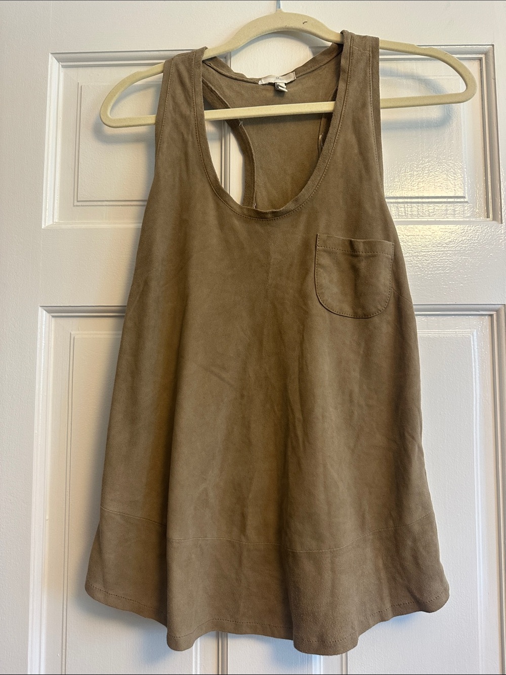 Joie Womens Tan genuine suede Racerback Pocket Tank Top size small